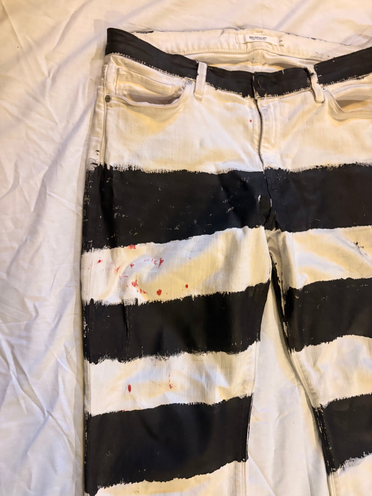 Hand Painted Striped Bootcut Jeans