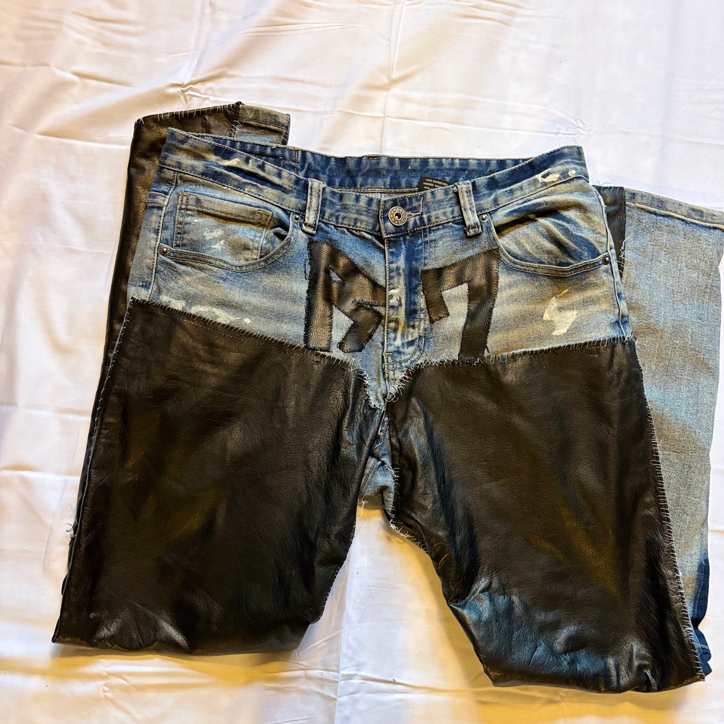 R7 Leather Work Skinny Jeans