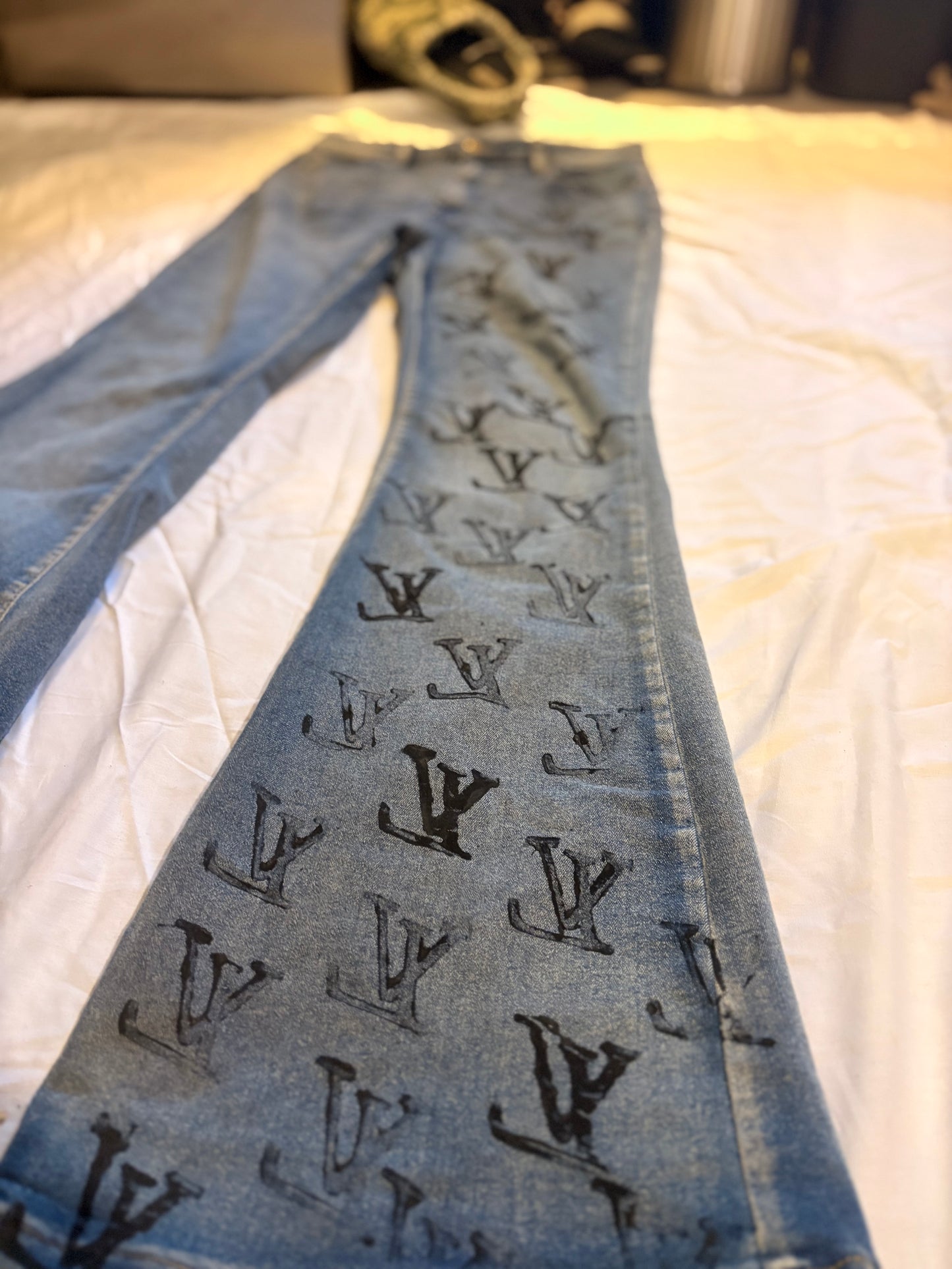 Flared Jeans With Lv Print
