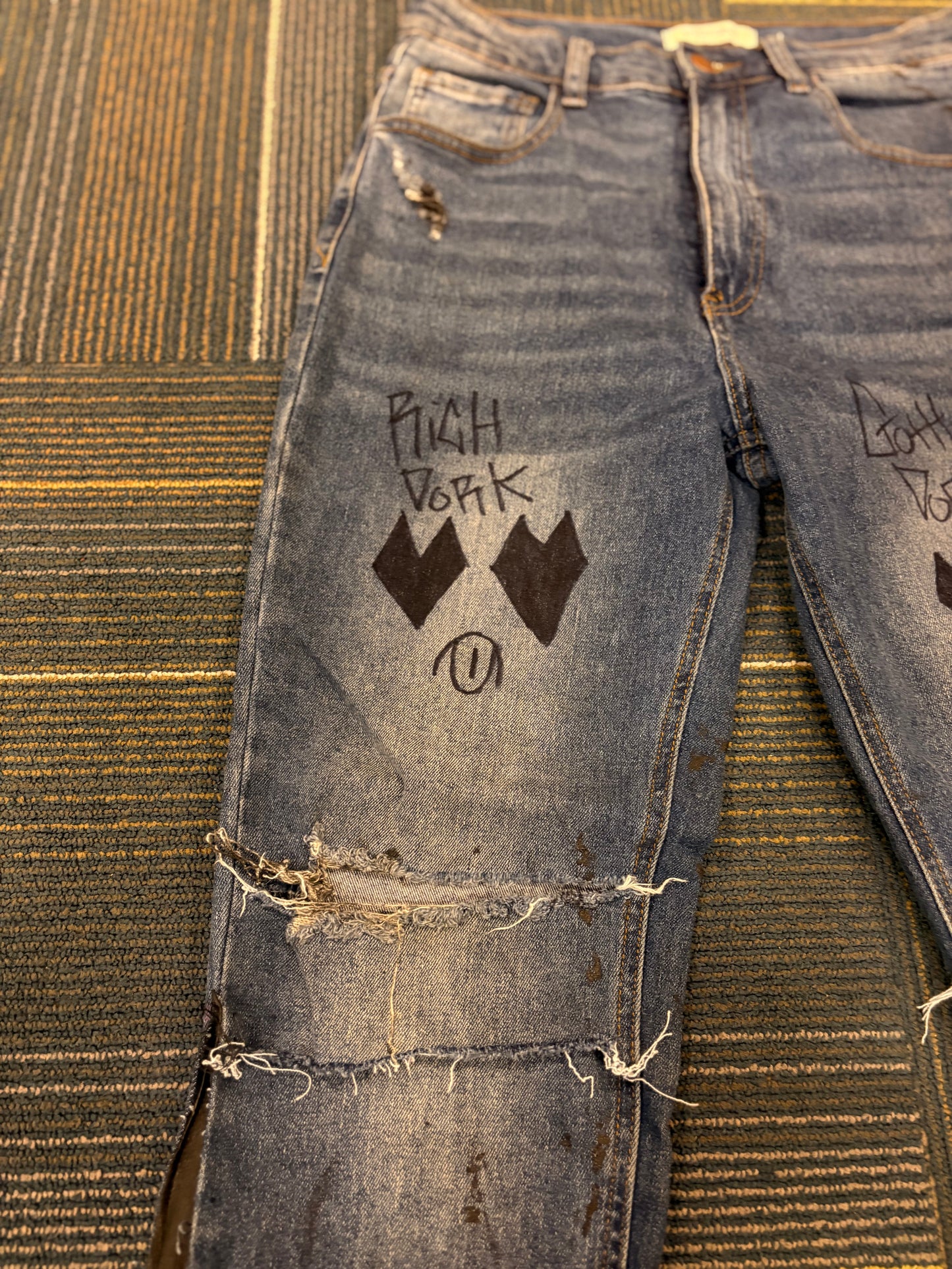 Goth dork leather flares