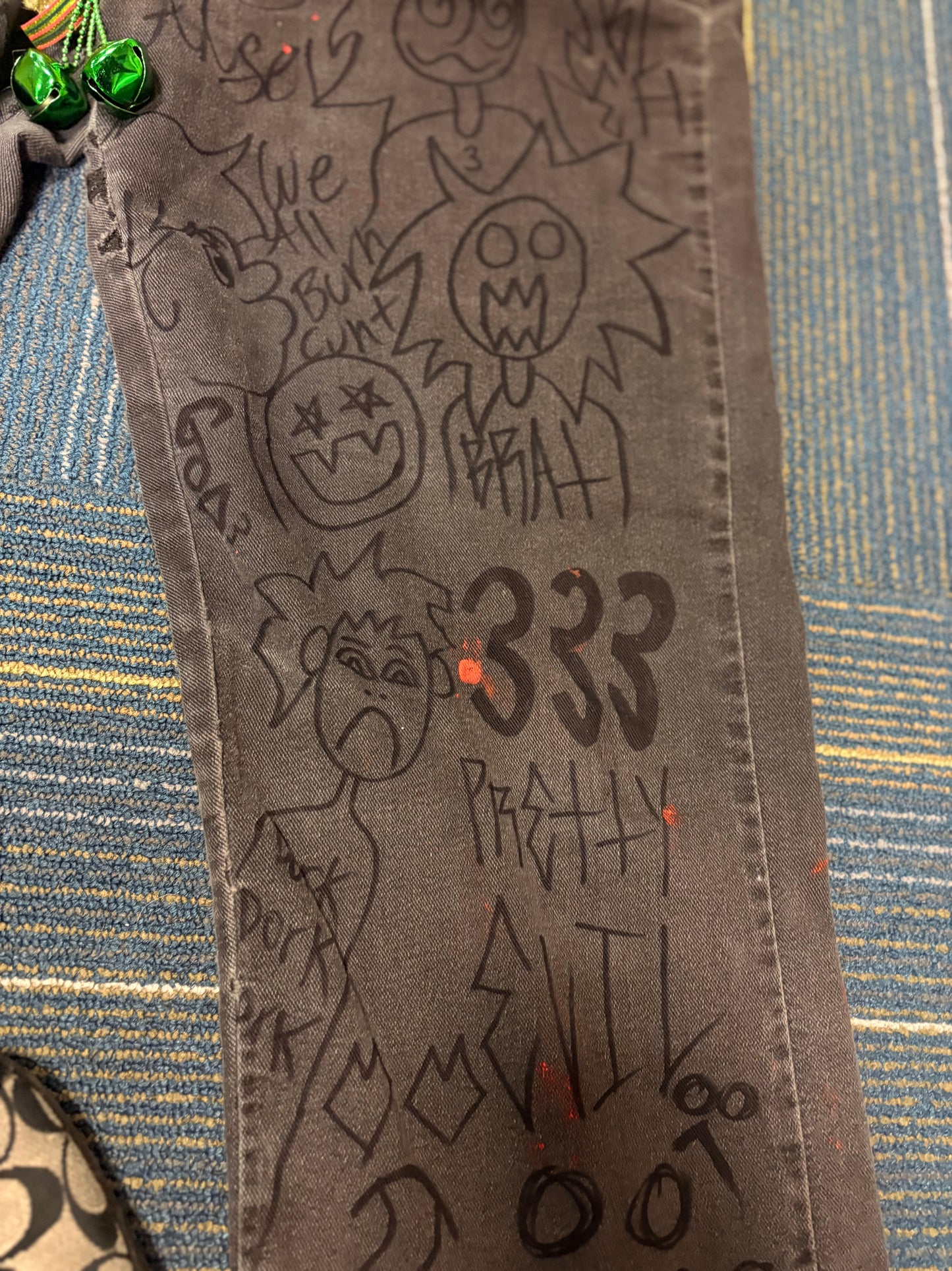 Hand Drawn Lee Jeans With Bell Balls