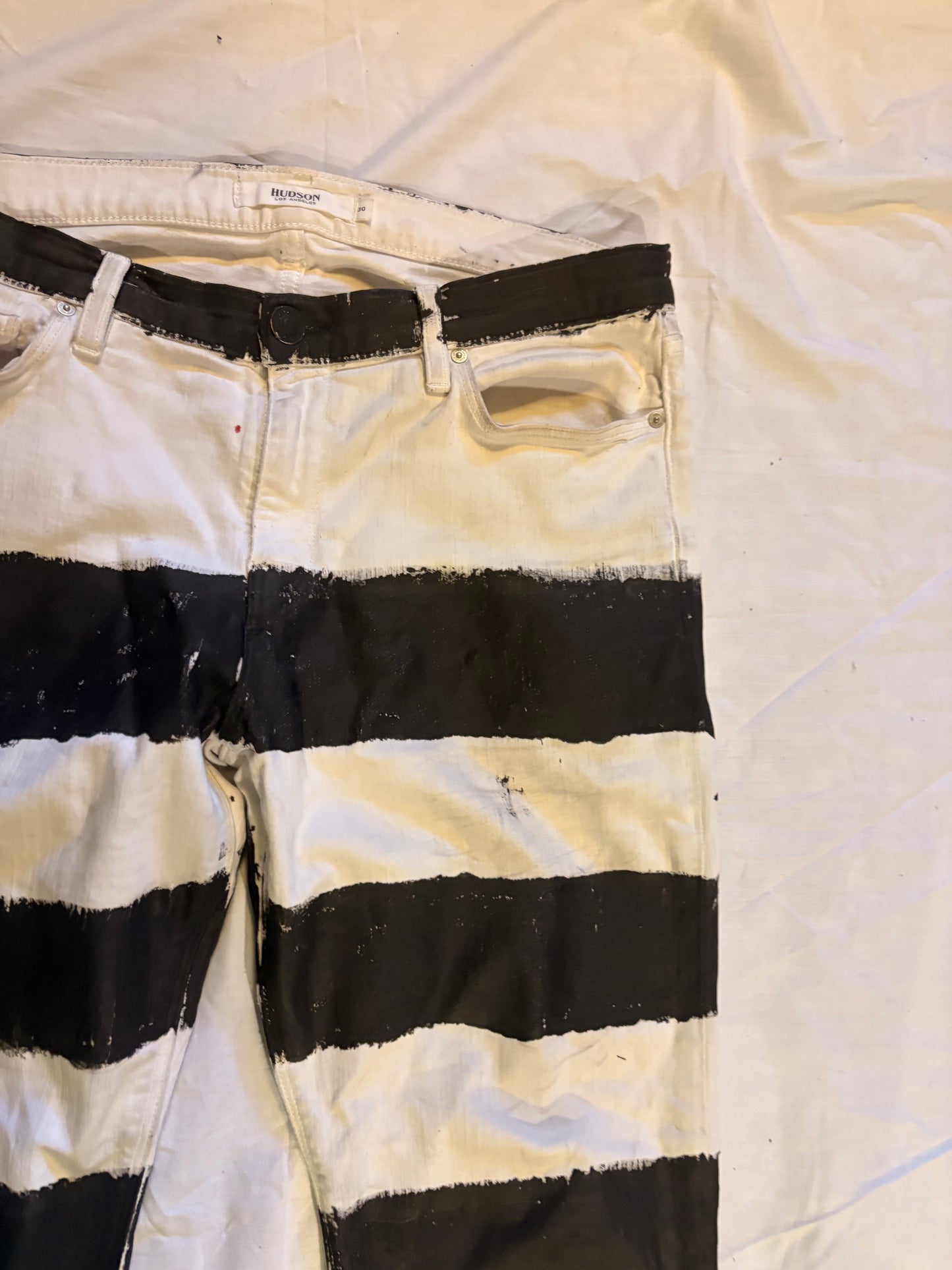 Hand Painted Striped Bootcut Jeans