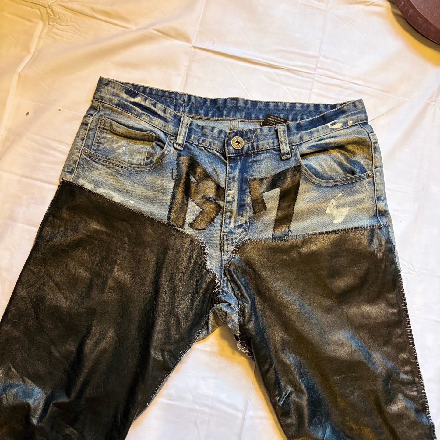 R7 Leather Work Skinny Jeans