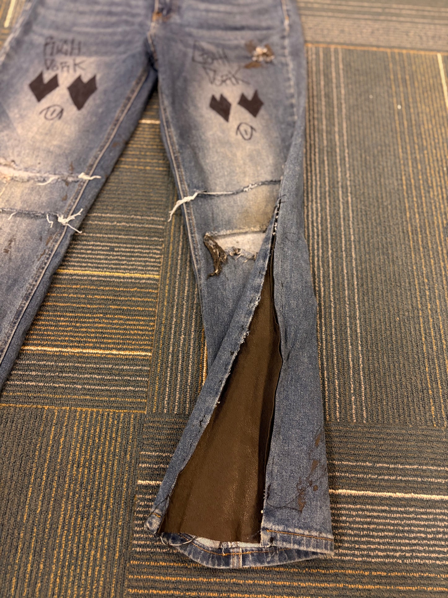 Goth dork leather flares
