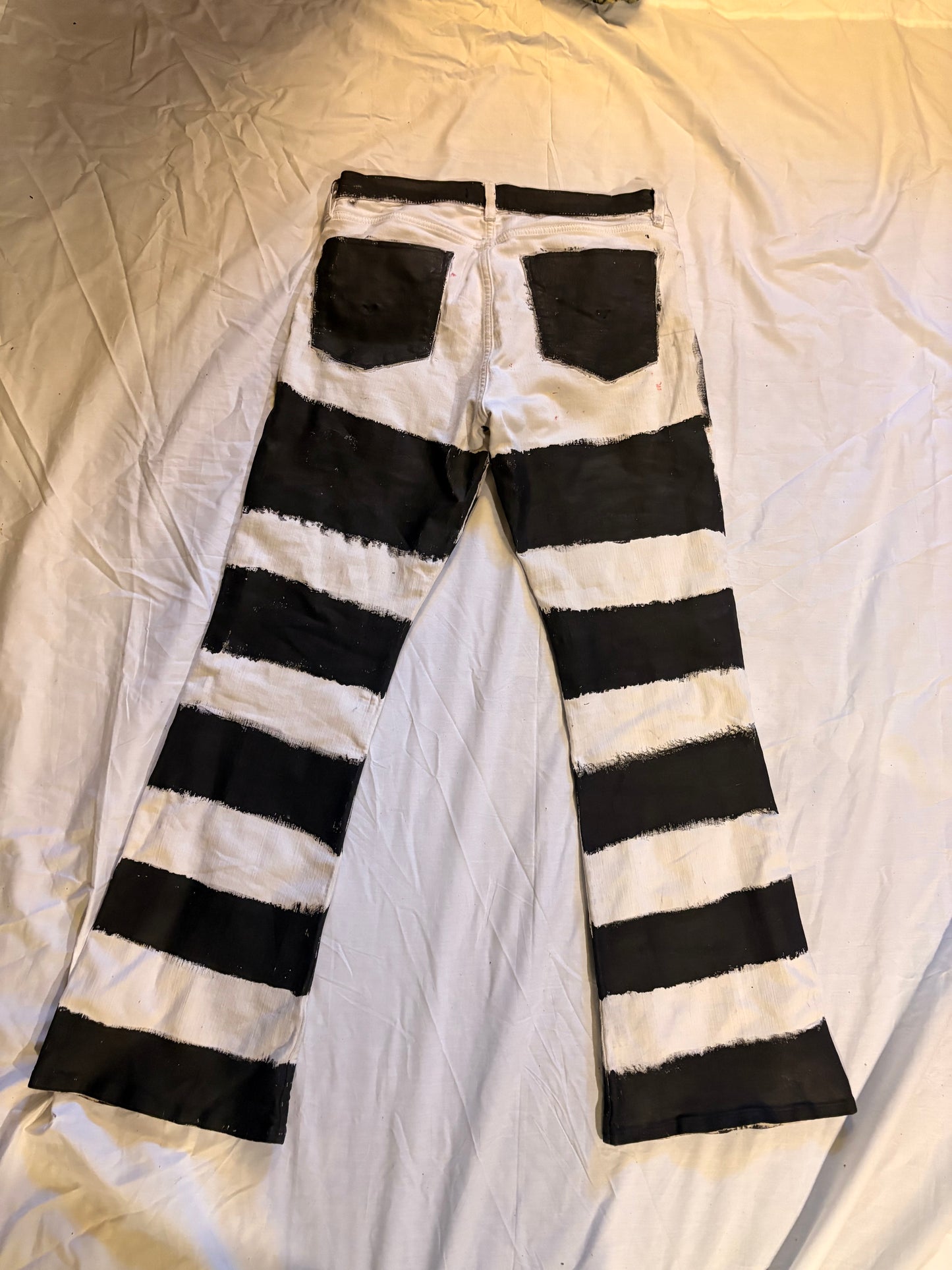 Hand Painted Striped Bootcut Jeans