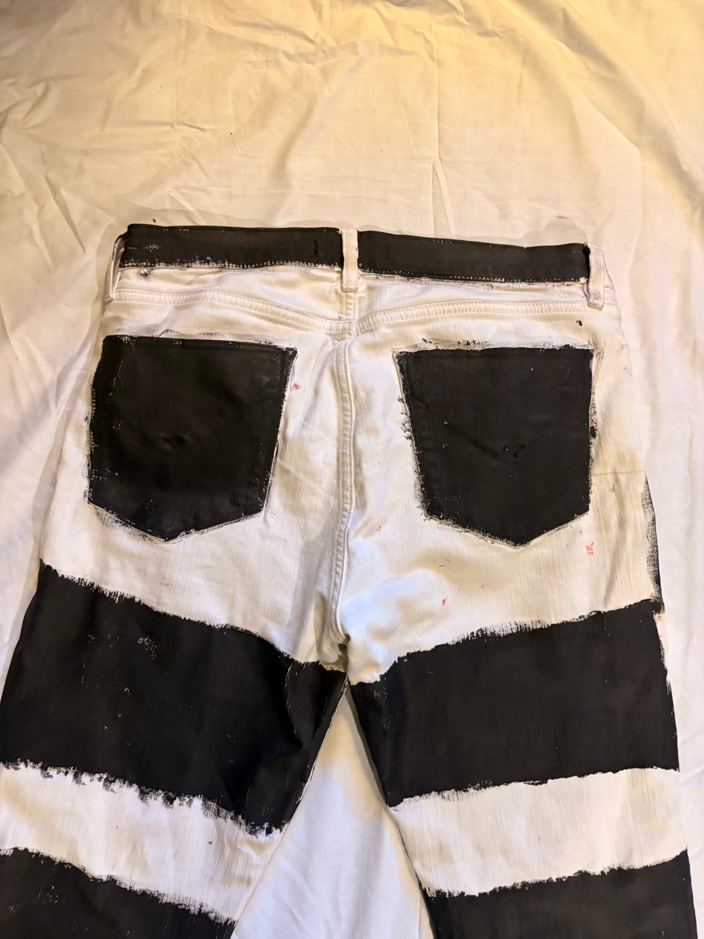 Hand Painted Striped Bootcut Jeans