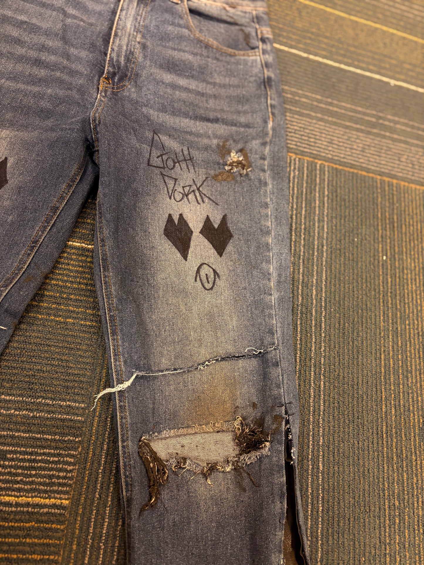 Goth dork leather flares