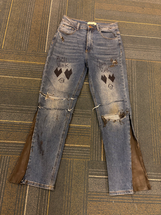 Goth dork leather flares