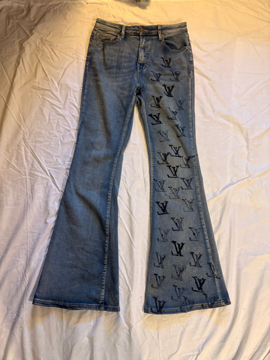 Flared Jeans With Lv Print