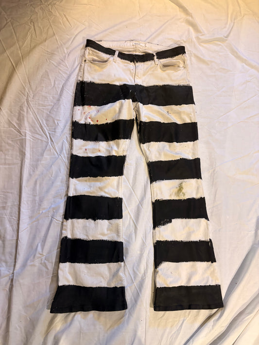 Hand Painted Striped Bootcut Jeans
