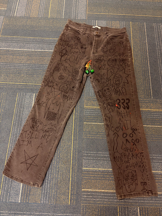 Hand Drawn Lee Jeans With Bell Balls